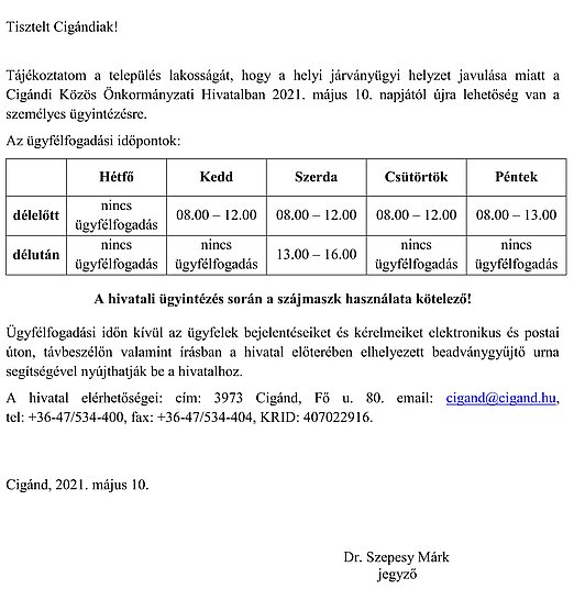 Cigánd Város önkormányzata épület Díszítő Versenyt Hirdet